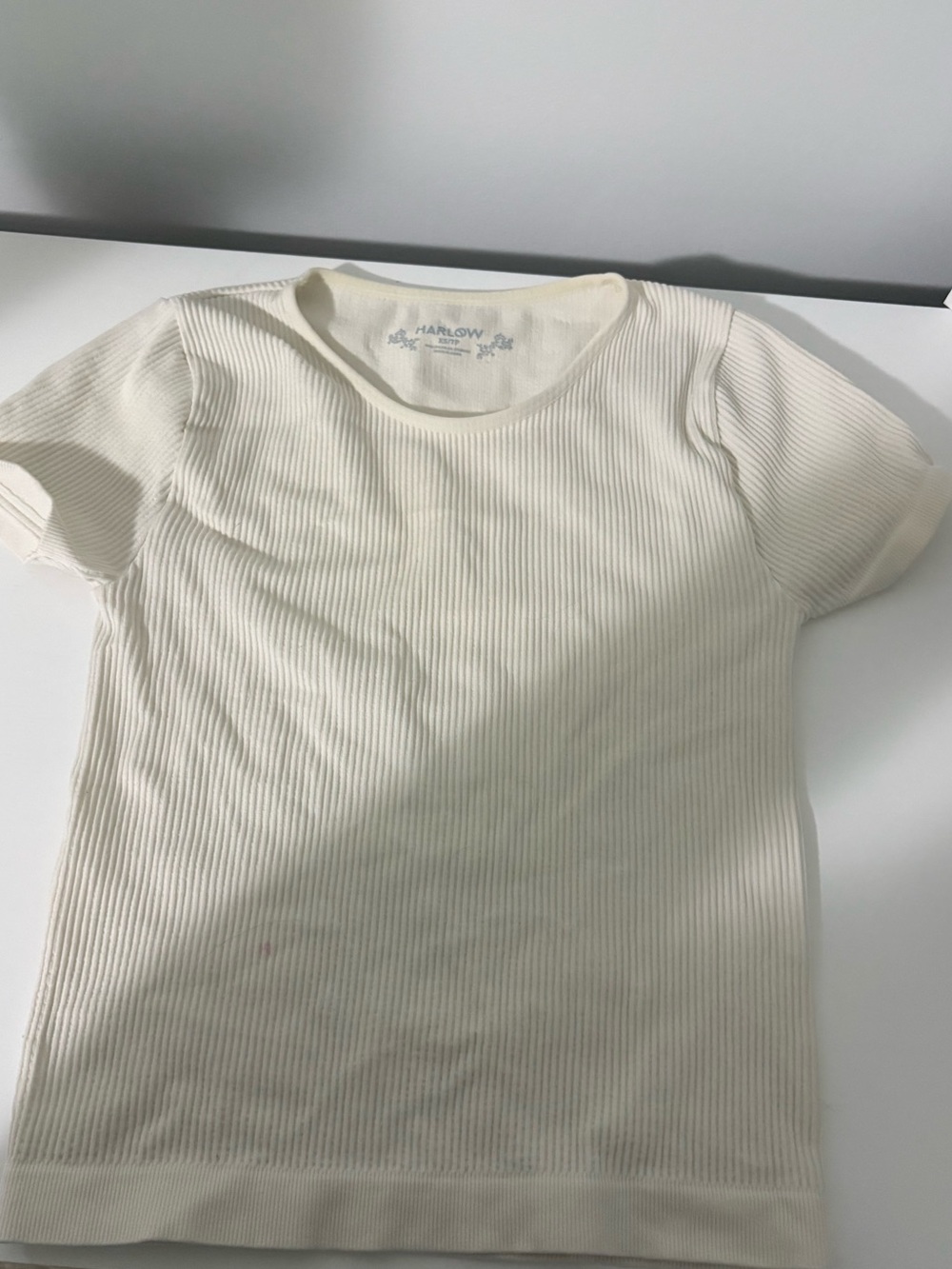 Harlow Ivory Ribbed Crewneck Short Sleeve Top